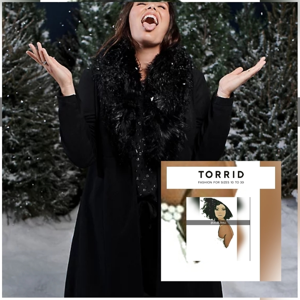 ‼️SALE‼️ Torrid Plus Woolen Fax Fur Coat, NWT